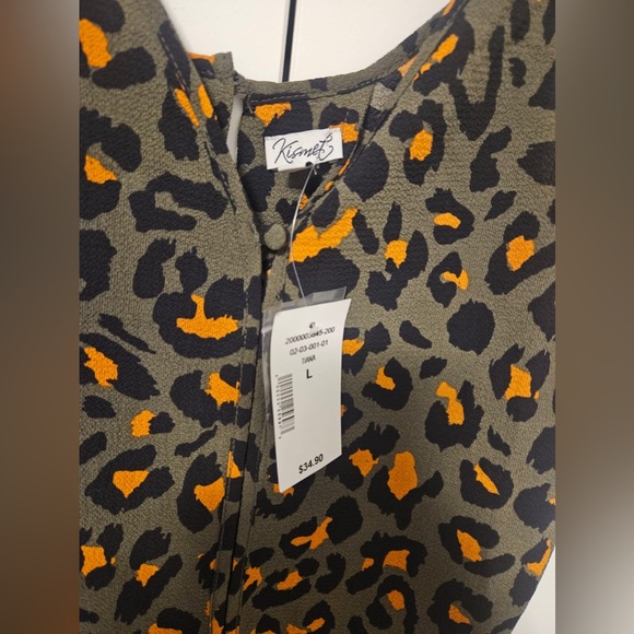 NWT Kismet Army Green and Orange cheetah print tank, Size large - Picture 2 of 4